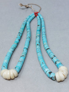 Santa Domingo / Pueblo Turquoise &  Shell (heishi) JACLA Pendant \ Drop \ Earrings