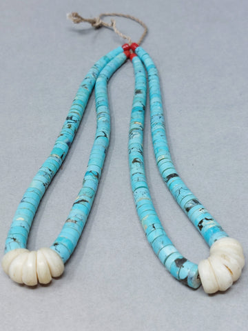 Santa Domingo / Pueblo Turquoise &  Shell (heishi) JACLA Pendant \ Drop \ Earrings