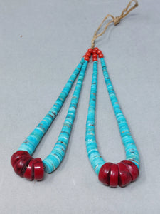 Santa Domingo / Pueblo Red Jasper Turquoise JACLA Pendant \ Drop \ Earrings