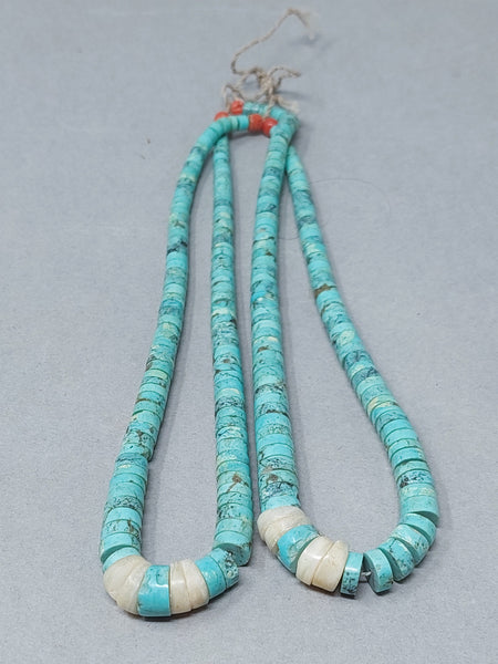 Santa Domingo / Pueblo Shell & Turquoise Large JACLA Pendant \ Drop \ Earrings