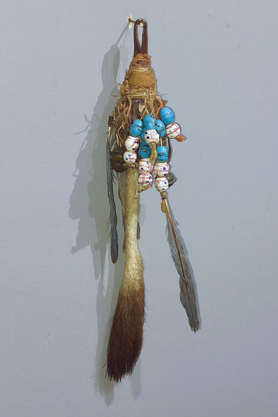 Plains Deer Tail Rattle with Beads and Bells