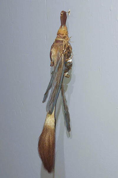 Plains Deer Tail Rattle with Beads and Bells