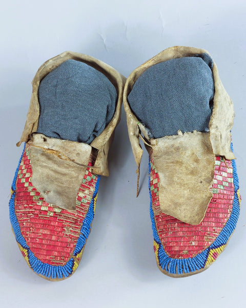 Native American Moccasins,  Sioux 1880's Quilled and Beaded