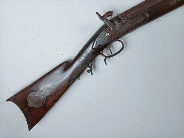 Mid 19th Plains Rifle Double Keyed Iron Mounts