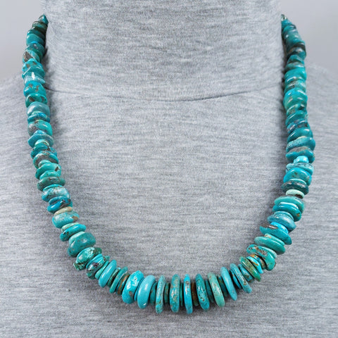 Turquoise Tab, Disc, and Chunk Necklace 25" Oal