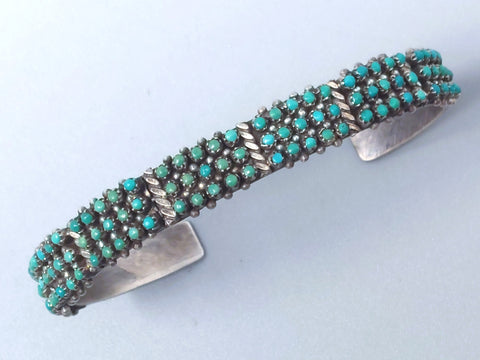 Navajo Sterling Silver & Turquoise Petite / Snake Eye Cuff Bracelet