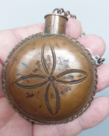 Early Navajo Stamped Copper Canteen