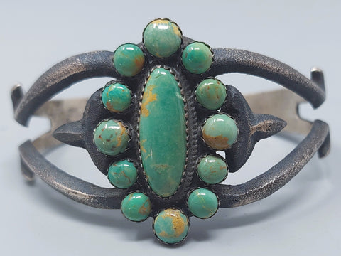 Navajo Sterling Silver & Turquoise  ALBERT & JEANETTE BROWN CUFF