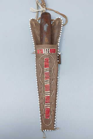 Native American Woodlands Quilled and Beaded Sheath wtih Knife