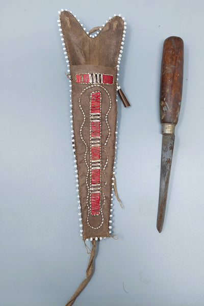 Native American Woodlands Quilled and Beaded Sheath wtih Knife