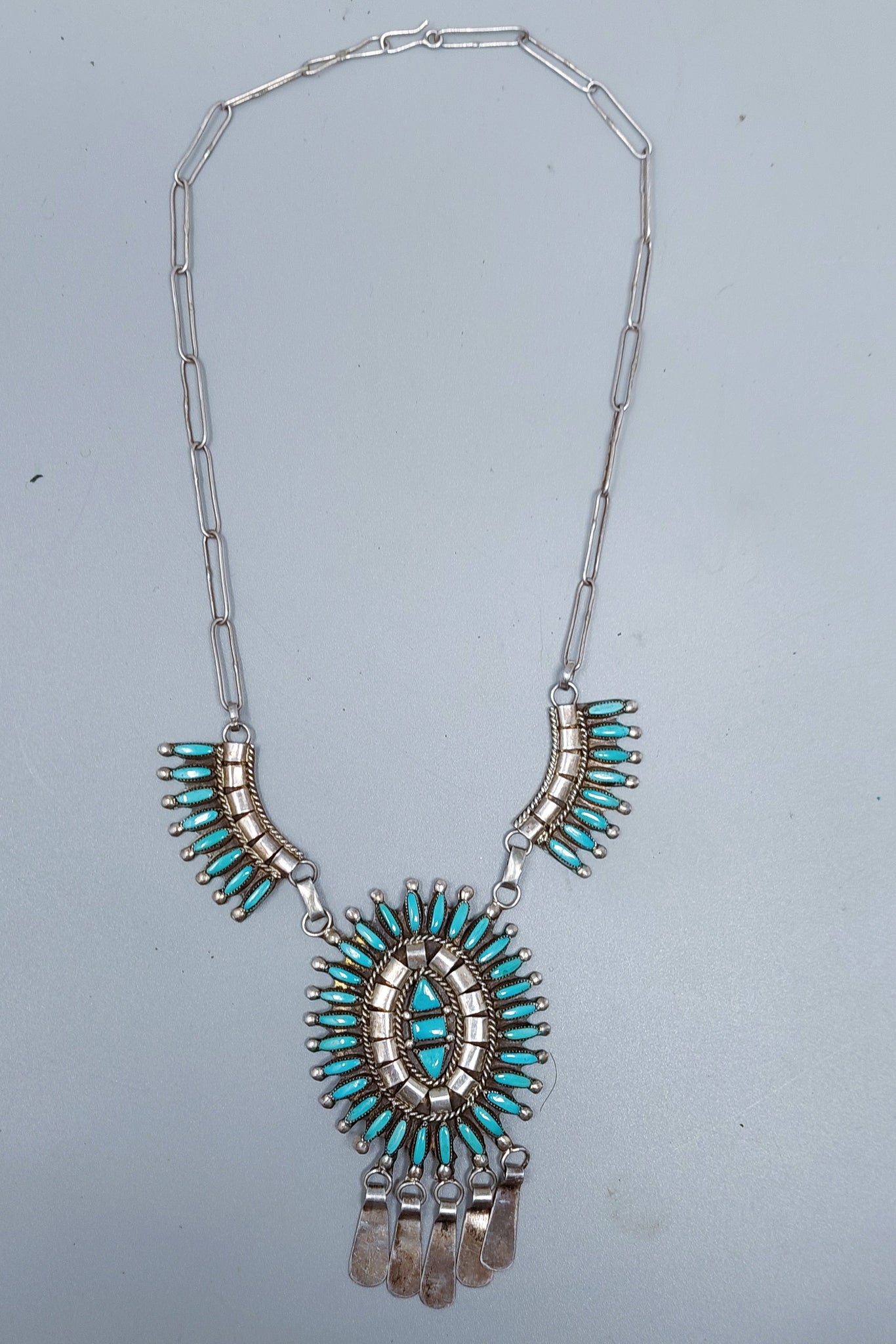 Vintage Navajo Sterling Silver and Turquoise Necklace Etsate