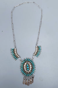 Vintage Navajo Sterling Silver and Turquoise Necklace Etsate