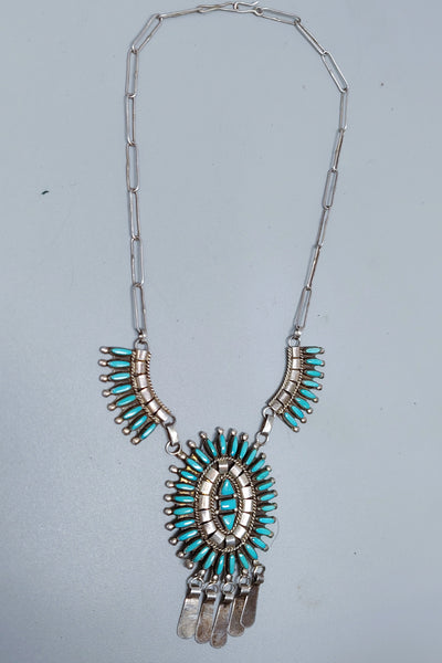 Vintage Navajo Sterling Silver and Turquoise Necklace Etsate