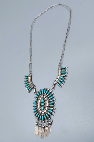 Vintage Navajo Sterling Silver and Turquoise Necklace Etsate