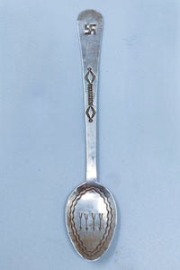 Navajo Antique Silver Souvenir Spoon Stamped Whirling Logs & Arrows