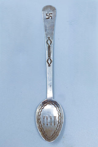 Navajo Antique Silver Souvenir Spoon Stamped Whirling Logs & Arrows