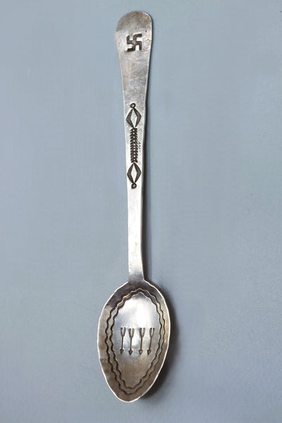 Navajo Antique Silver Souvenir Spoon Stamped Whirling Logs & Arrows