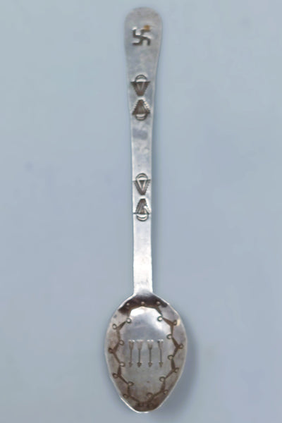 Navajo Antique Silver Souvenir Spoon Stamped Whirling Logs & Arrows