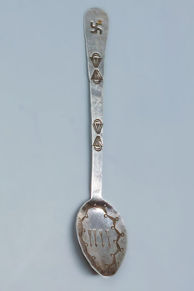 Navajo Antique Silver Souvenir Spoon Stamped Whirling Logs & Arrows