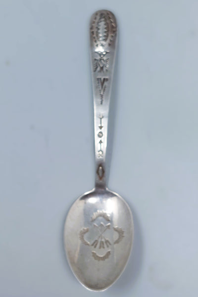 Navajo Antique Silver Souvenir Spoon Stamped & Repousse