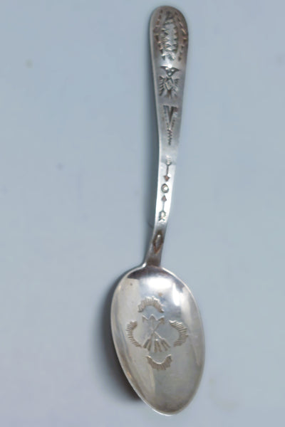 Navajo Antique Silver Souvenir Spoon Stamped & Repousse