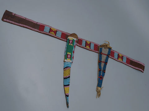 Native American Crow Girls Beaded Belt with Awl and Whetstone Case