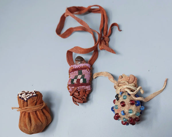 Native American Small Crow Rock Medicine Bundles 3 pcs