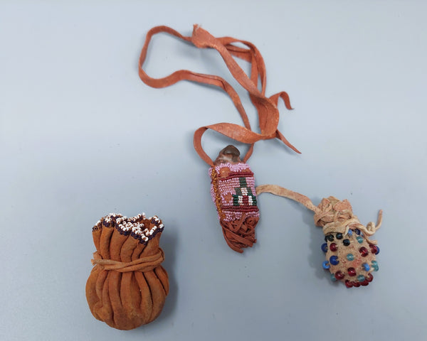 Native American Small Crow Rock Medicine Bundles 3 pcs