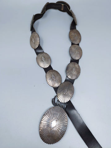 Navajo Sterling Silver Concho Belt by Johnny Manuelito