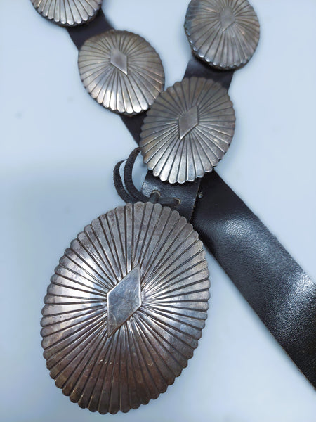 Navajo Sterling Silver Concho Belt by Johnny Manuelito