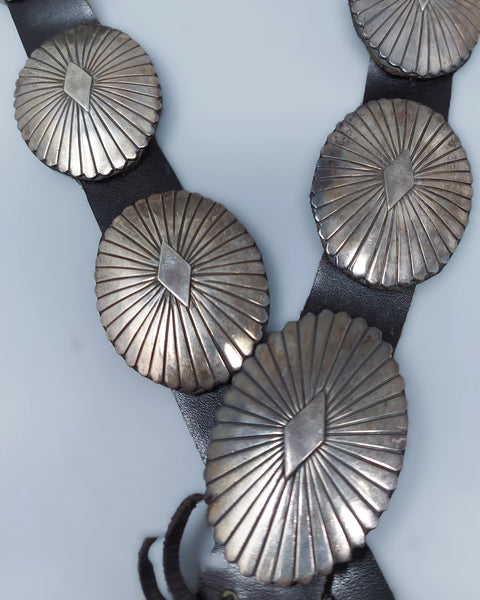 Navajo Sterling Silver Concho Belt by Johnny Manuelito