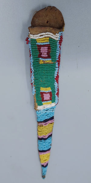 Native American Crow Girls Beaded Belt with Awl and Whetstone Case