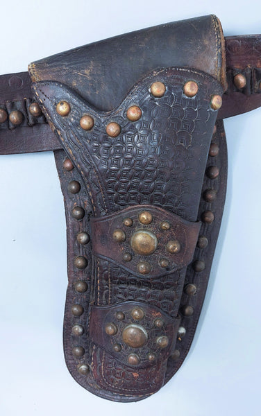 Early Brass Tacked Holster For Single Action Revolver