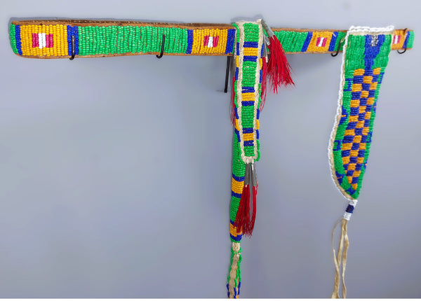 Native American Crow Girls Beaded Belt with Awl and Sheath