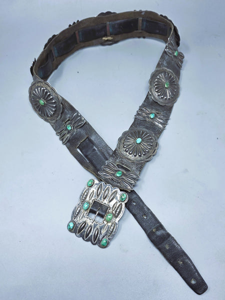 Vintage Blue Green Turquoise Concho Belt