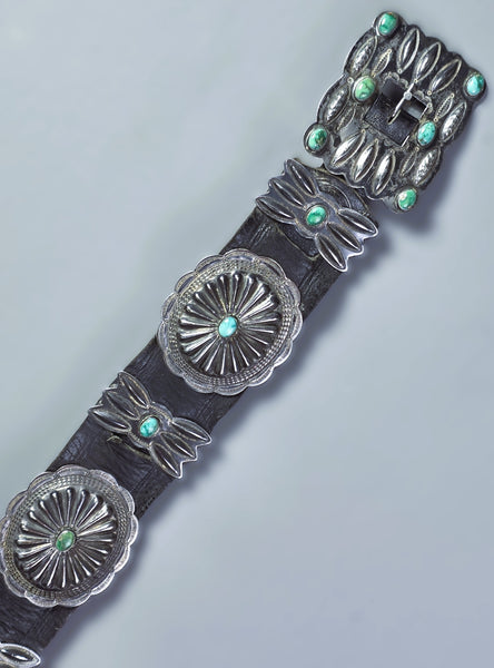 Vintage Blue Green Turquoise Concho Belt