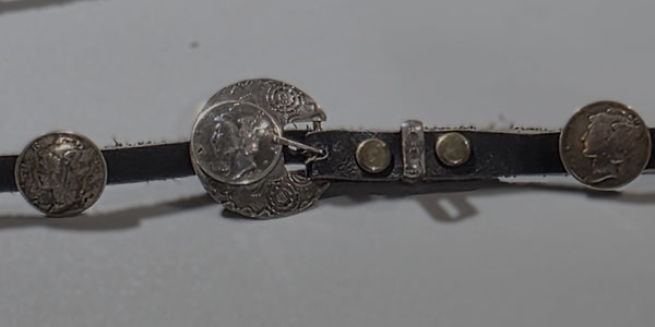 Navajo Liberty Dime hatband with Sterling Silver buckle