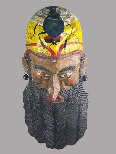 Guerrero Mexico Nahua Painted Copper Barbone Bearded Man Mask