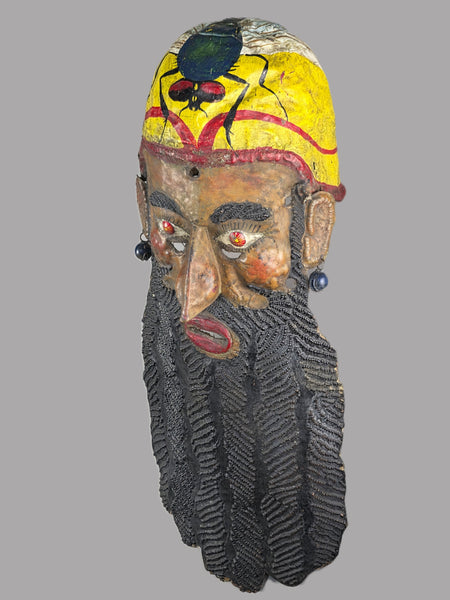 Guerrero Mexico Nahua Painted Copper Barbone Bearded Man Mask