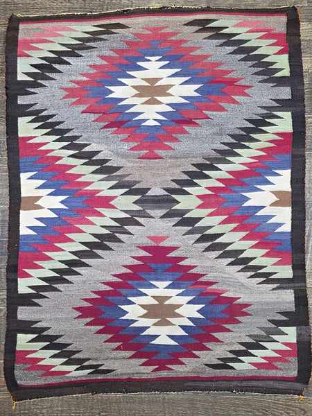 Native American Navajo Rug Dazzler with Blue, Green, & Red