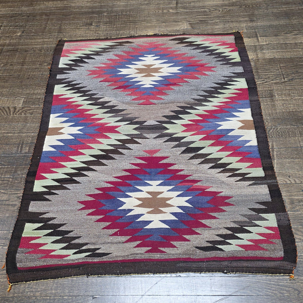 Native American Navajo Rug Dazzler with Blue, Green, & Red