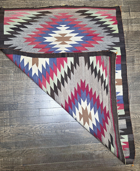 Native American Navajo Rug Dazzler with Blue, Green, & Red