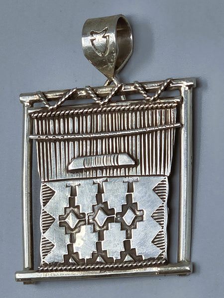 Navajo Sterling Silver Rug Loom Pendant / Brooch