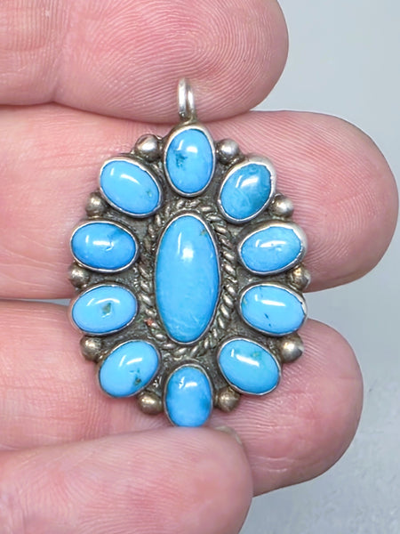 Navajo Turquoise Sterling Silver Pendant  Navajo Arts and Crafts Guild