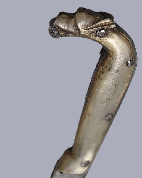 Mexican Dogs Head Bone Handle Knife with Sheath