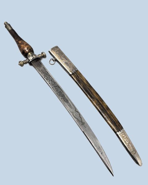 Spanish Colonial Plug Bayonet (Dagger) Wood Grip with Sheath