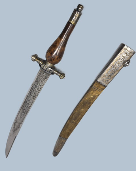 Spanish Colonial Plug Bayonet (Dagger) Wood Grip with Sheath
