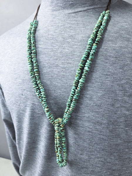 Native American Pueblo 2 Strand Aqua blue Turquoise Necklace with Matching Jacla