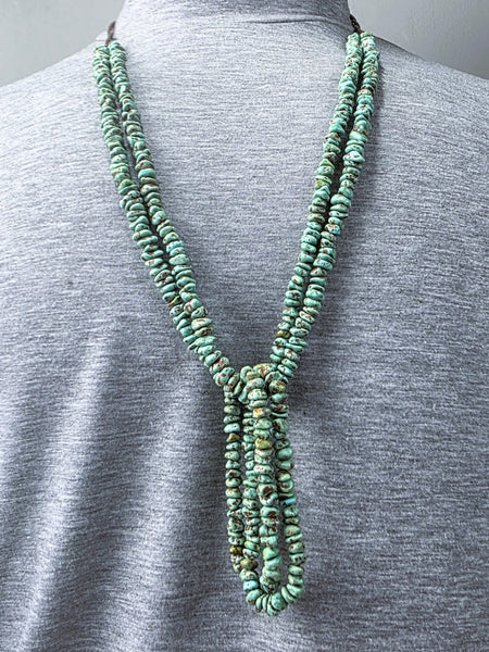 Native American Pueblo 2 Strand Aqua blue Turquoise Necklace with Matching Jacla