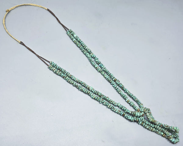 Native American Pueblo 2 Strand Aqua blue Turquoise Necklace with Matching Jacla